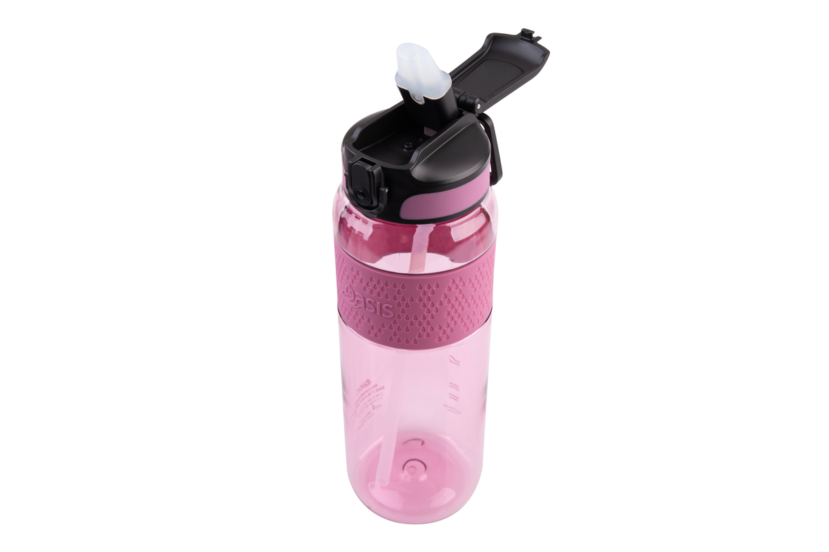 Oasis Sports Bottle With Sipper Straw 1L Pink Berry