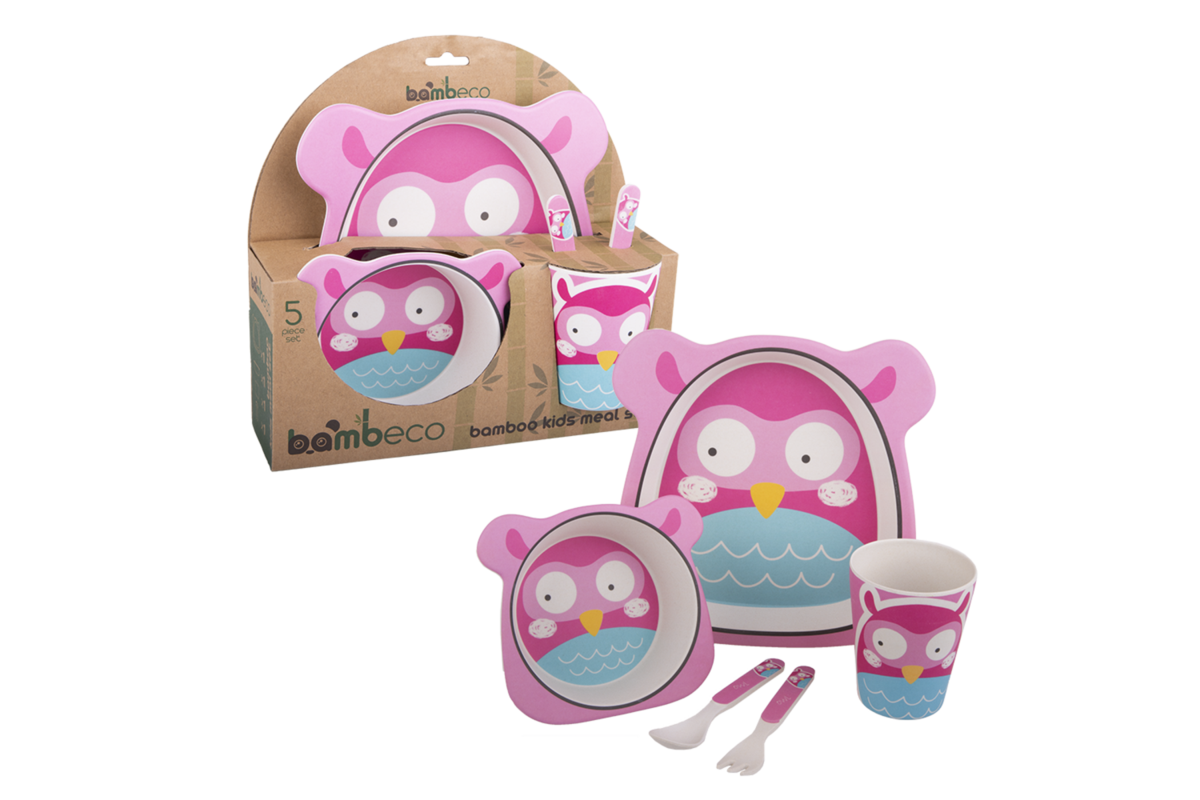 Bambeco Bamboo 5 Pce Kid's Meal Set Owl