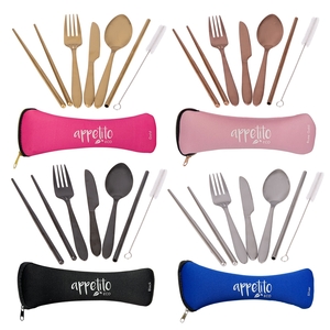 Appetito 6 Pce Stainless Steel Traveller's Cutlery Set Assorted Colours-appetito-What's Cooking Online Store