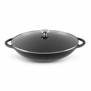 Chasseur Wok Cast iron 37cm  4.5l glass lid Black-chasseur-What's Cooking Online Store