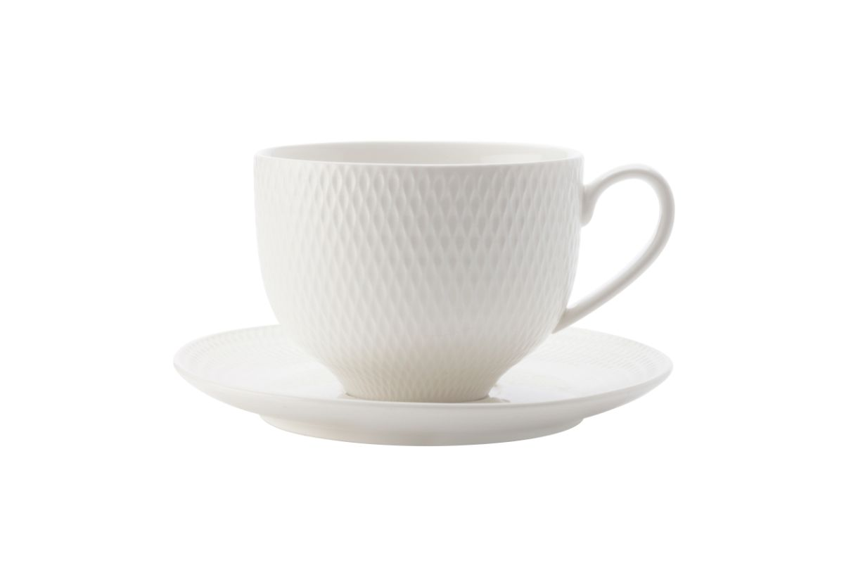 Maxwell & Williams White Basics Diamonds Tea Cup & Saucer 220ML