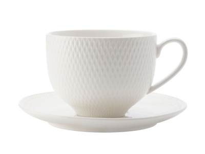 Maxwell & Williams White Basics Diamonds Tea Cup & Saucer 220ML-maxwell-and-williams-What's Cooking Online Store