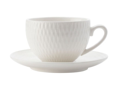 Maxwell & Williams White Basics Diamonds Demi Cup & Saucer 90ML-maxwell-and-williams-What's Cooking Online Store