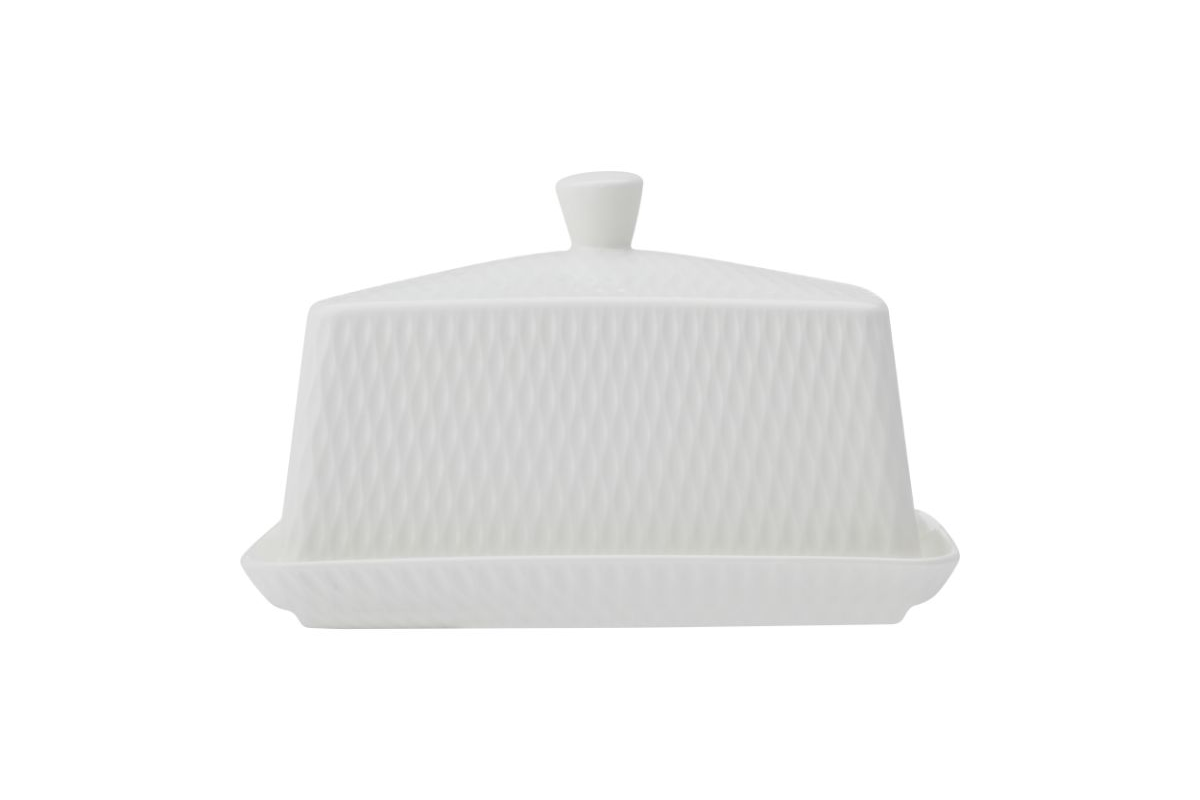 Maxwell & Williams White Basics Diamonds Butter Dish Gift Boxed