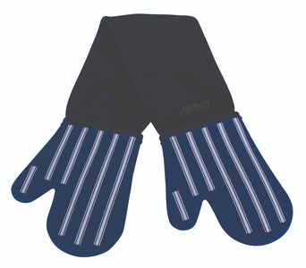 Avanti Silicone Double Oven Mitts Silicon and Cotton Butcher Stripe Blue-avanti-What's Cooking Online Store