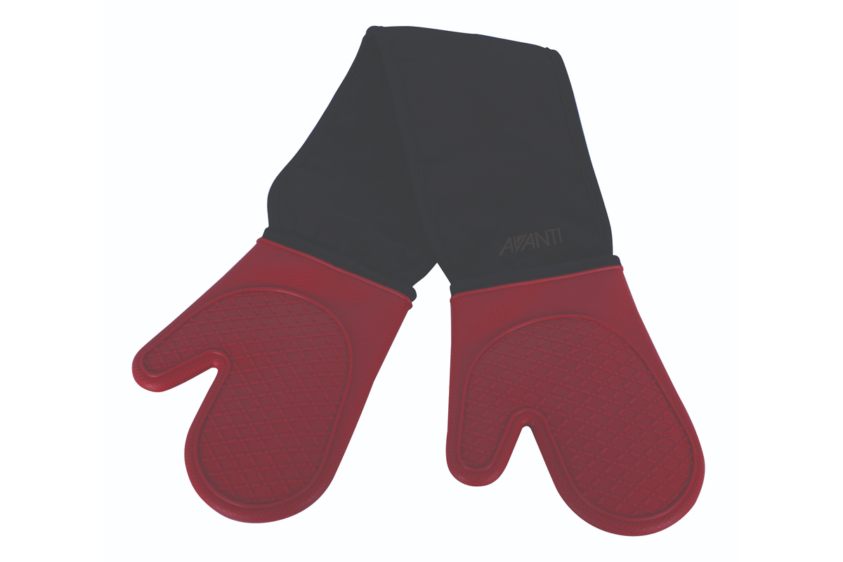 Avanti Silicone Double Oven Mitts Silicon and Cotton Red